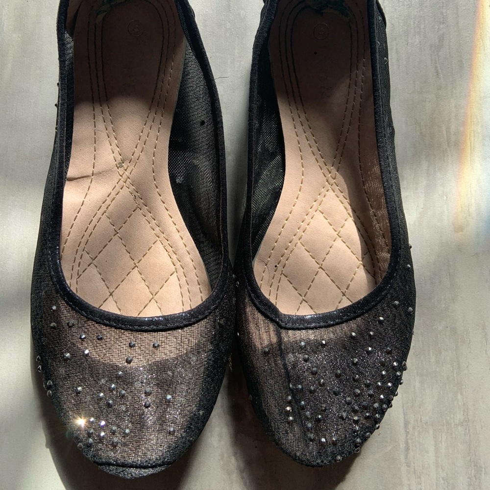Sparkly black flats